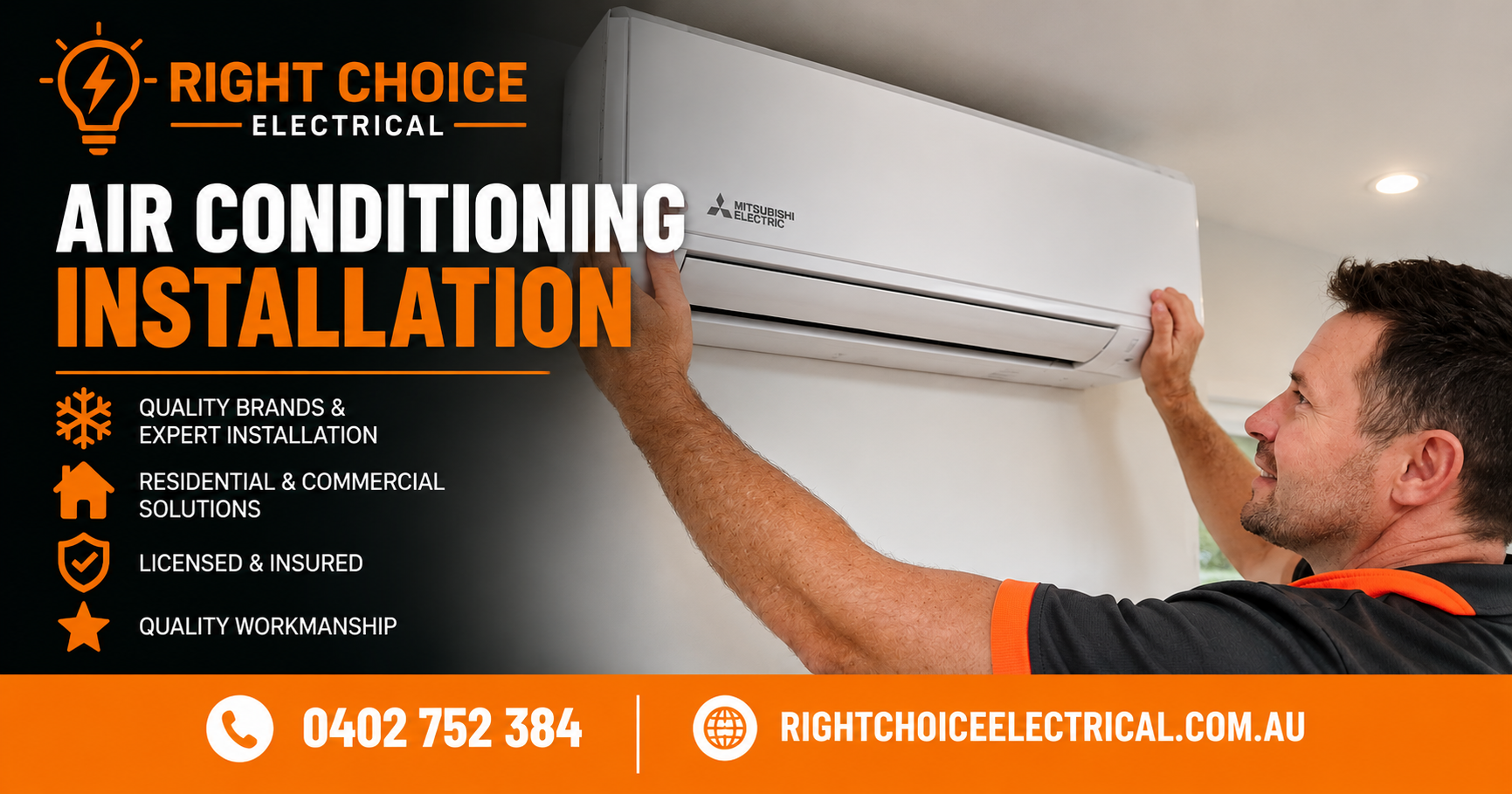 Right Choice Electrical – Air Conditioning Sunshine Coast Stay comfortable all year round with professional air conditioning installation by Right Choice Electrical. Providing reliable air conditioning solutions for homes across the Sunshine Coast.